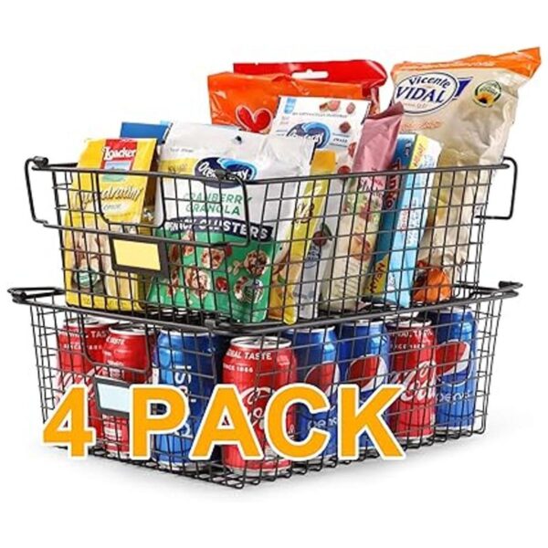 Paquete de 4 cestas de alambre apilables para organizar