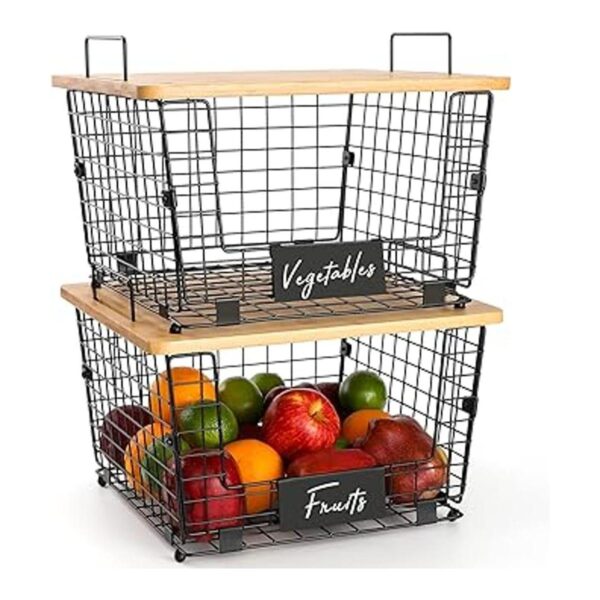 Juego de 2 cestas de encimera de cocina con parte superior_2