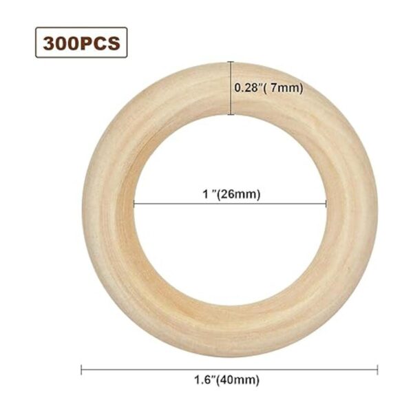 300 anillos de madera natural sin terminar para