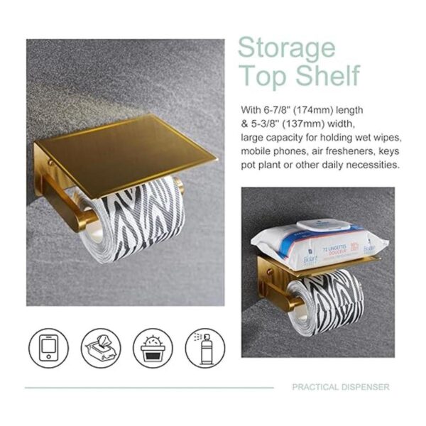 APLusee SUS 304 Soporte de papel higiénico con estante de