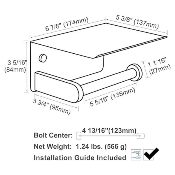 APLusee SUS 304 Soporte de papel higiénico con estante de