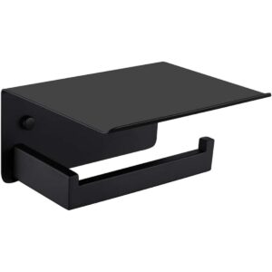 Soporte de papel higiénico con estante negro mate