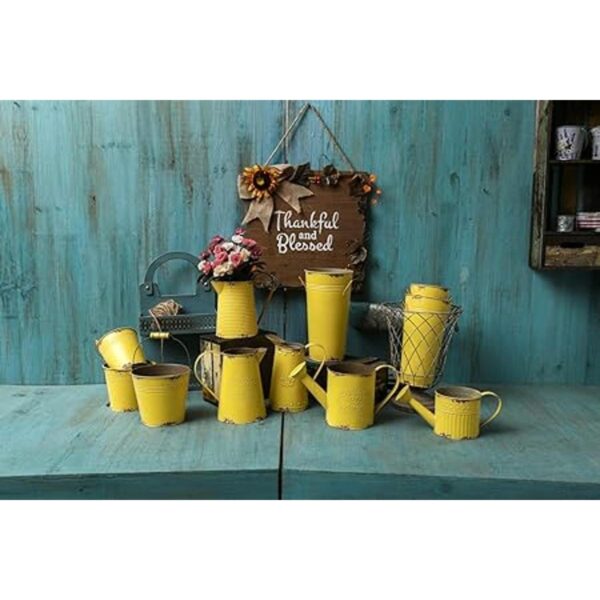 APSOONSELL Jarrón de flores de metal amarillo jarra_6