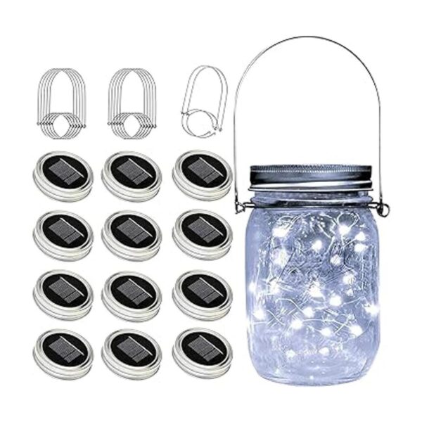 YJFWAL Mason Jar Luces solares de tarro paquete de 12
