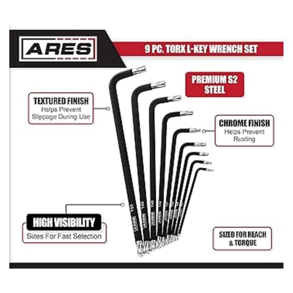 ARES 70257 Juego de 9 piezas Torx con extremo de bola
