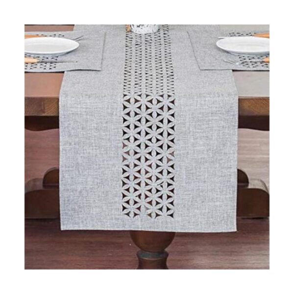 ARTABLE Camino de mesa rectangular de tela de granja gris_1