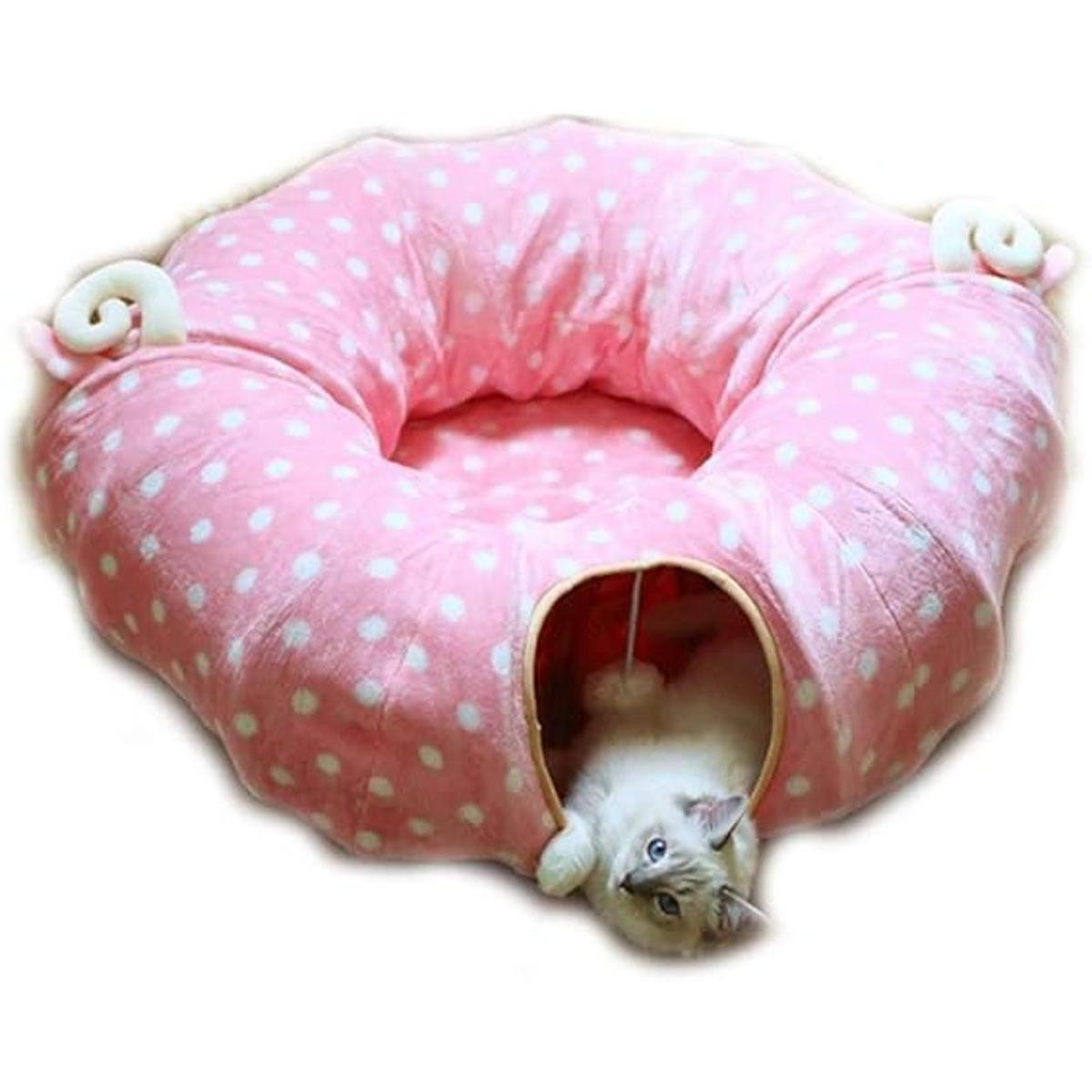 AUOON Cama de túnel para gatos con alfombrilla central