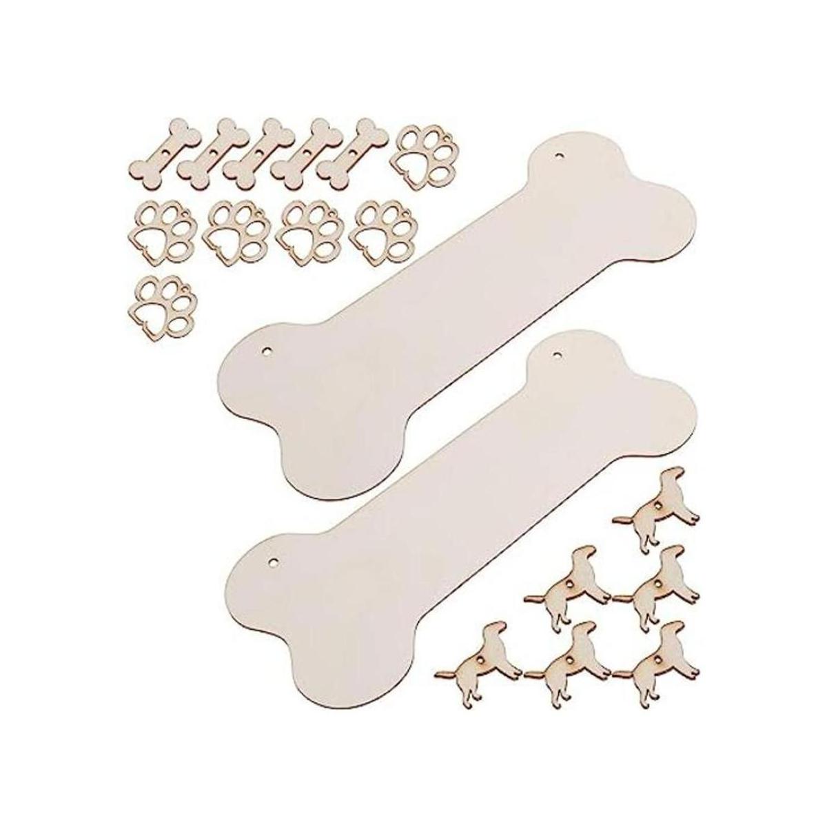 ARTIBETTER Placa de madera de hueso de perro en blanco con