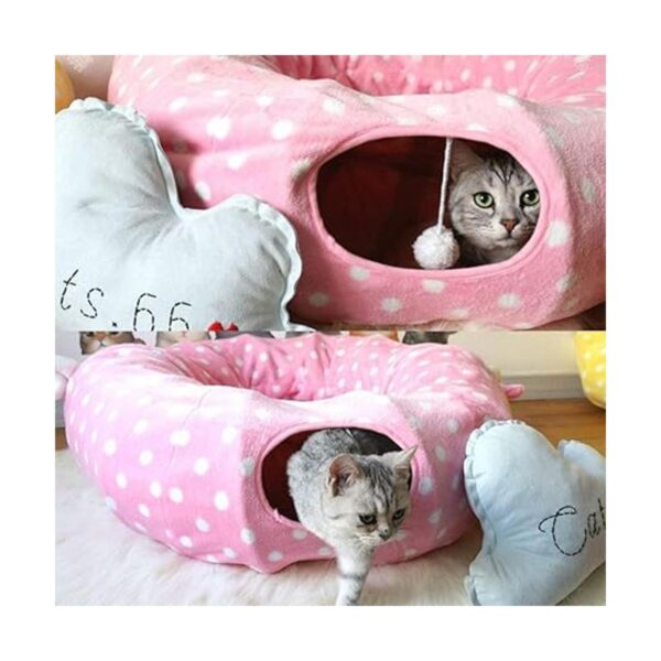 AUOON Cama de túnel para gatos con alfombrilla central_4