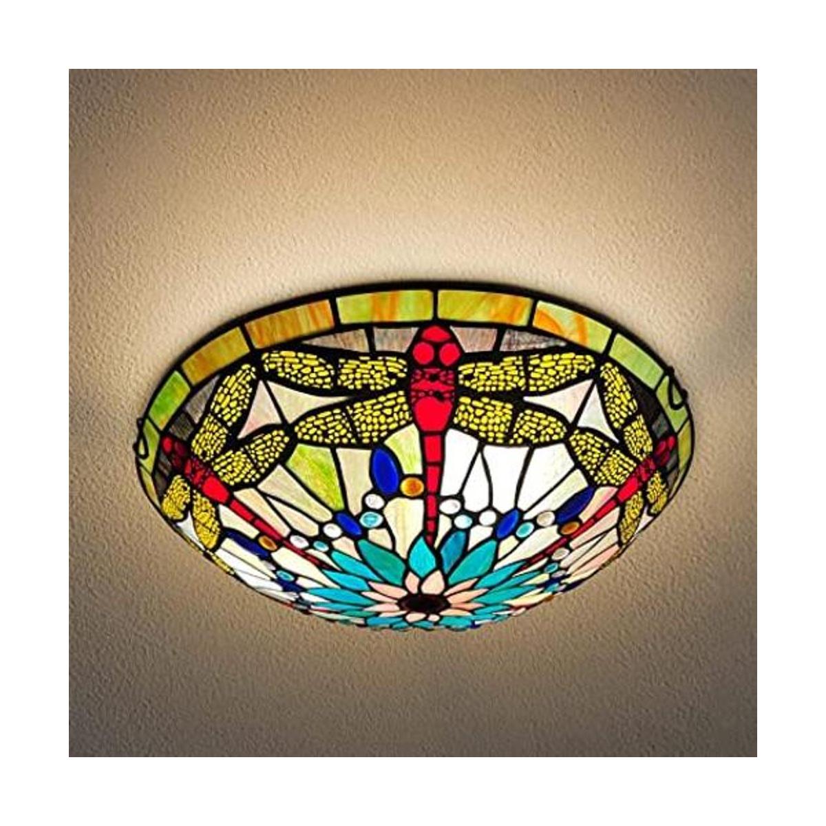 ARTZONE Tiffany Lámpara de techo de cristal manchado 3