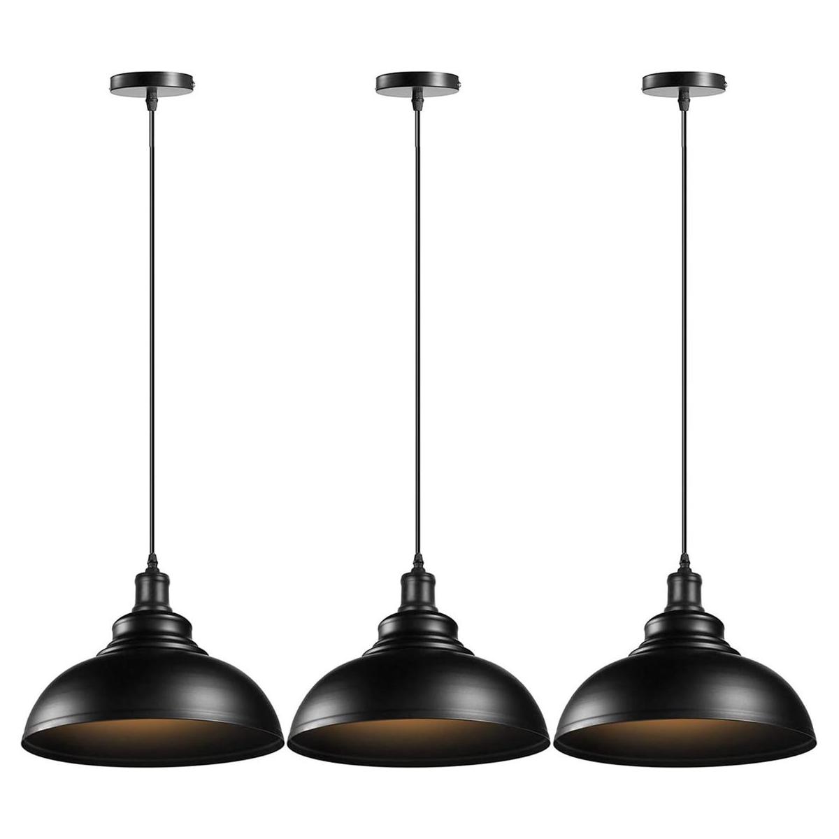 Vintage negro colgante luz 3 Pack industrial colgante