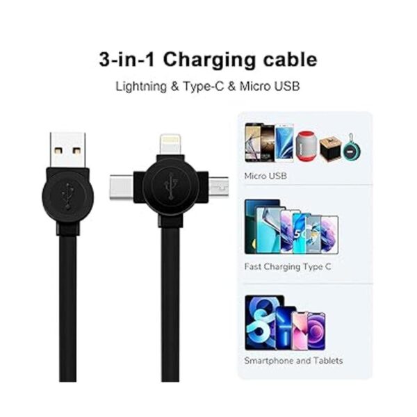 Asicen Paquete de 2 cables de carga rápida 3 en 1 de 3.3_4