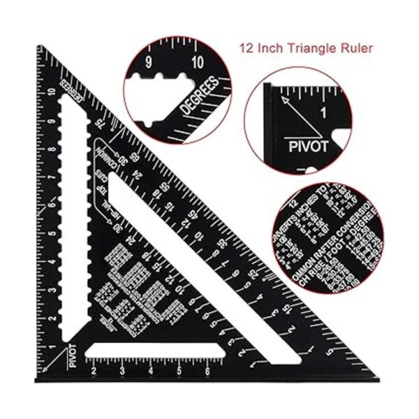 ASNOMY Regla triangular de 7 y 12 pulgadas regla