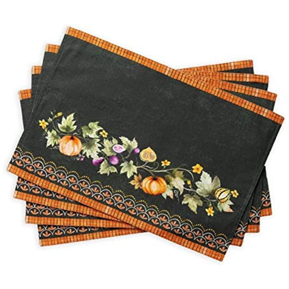Maison d Hermine Pumpkin Garden Juego de 4 manteles