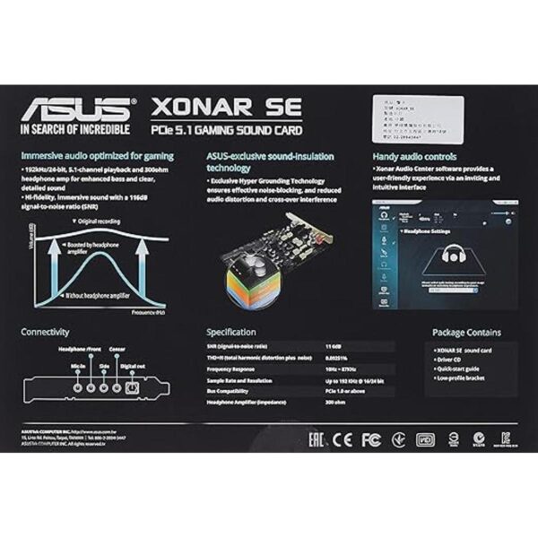 ASUS XONAR SE 5.1 Channel 192 kHz24 bits HiRes 116 dB SNR_5