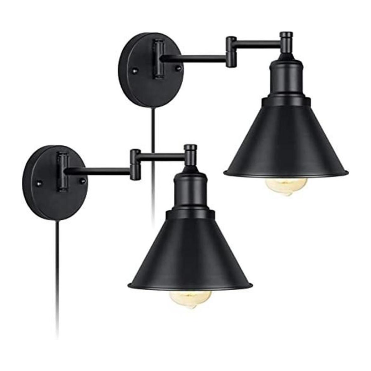 Lámpara de pared con brazo oscilante cable enchufable con
