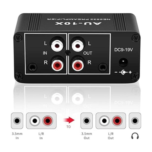 ATNEDCVH Mini preamplificador de audio estéreo pequeño_3