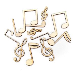 AUEAR Paquete de 60 notas musicales de madera mini notas