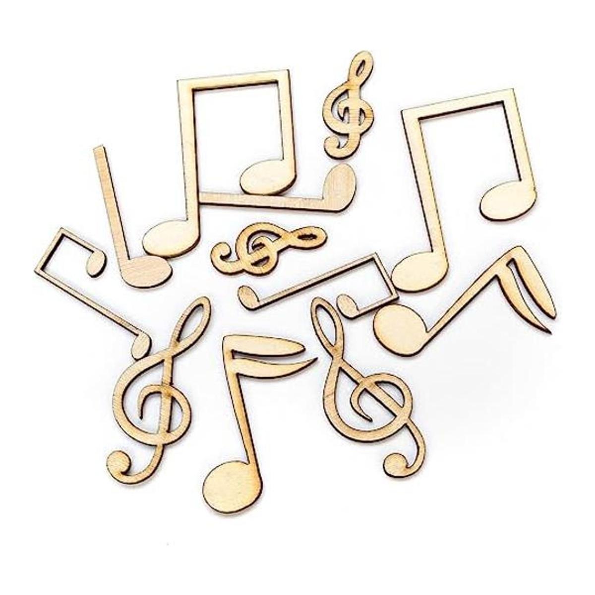 AUEAR Paquete de 60 notas musicales de madera mini notas
