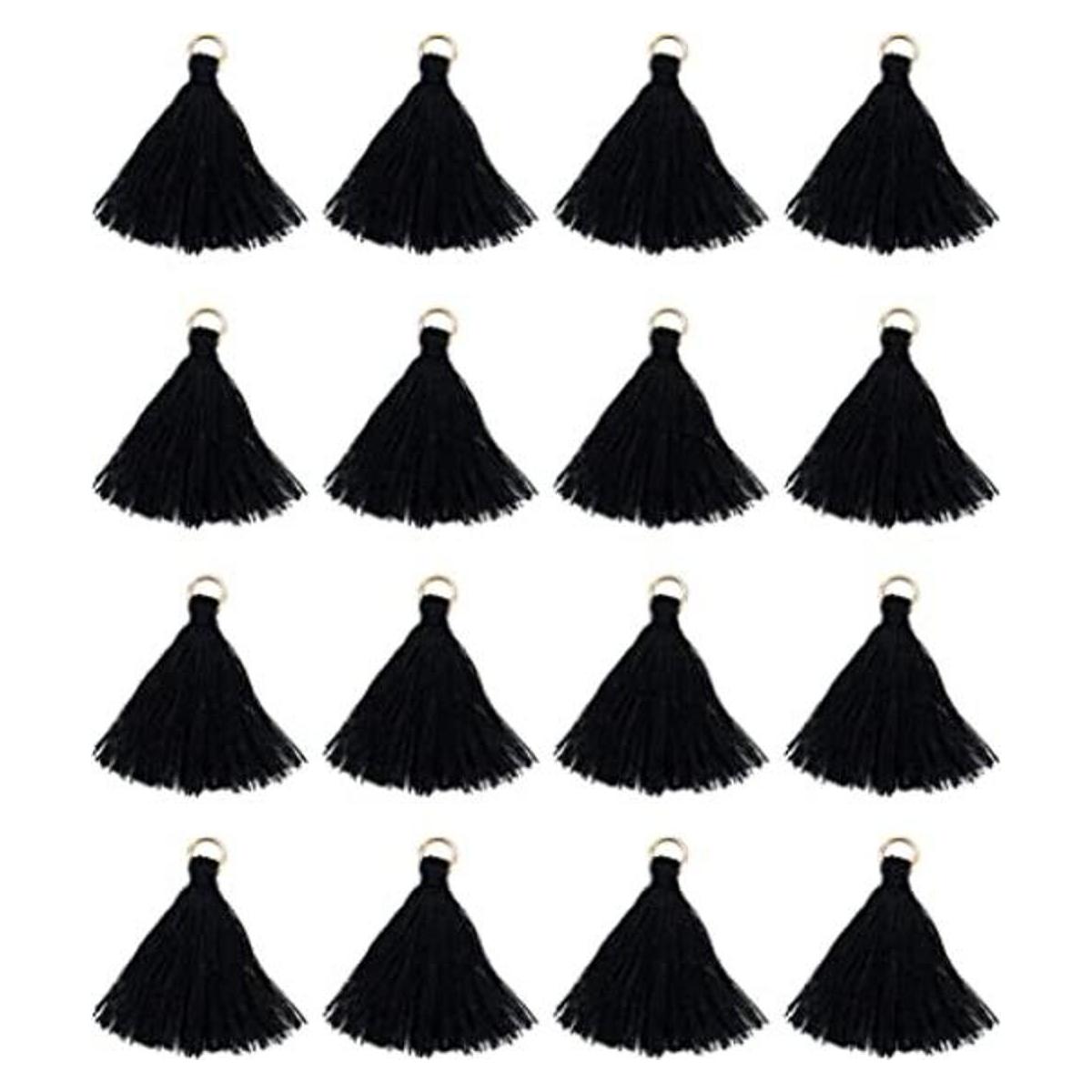 AUEAR 100 piezas mini de borla negra de abalorios