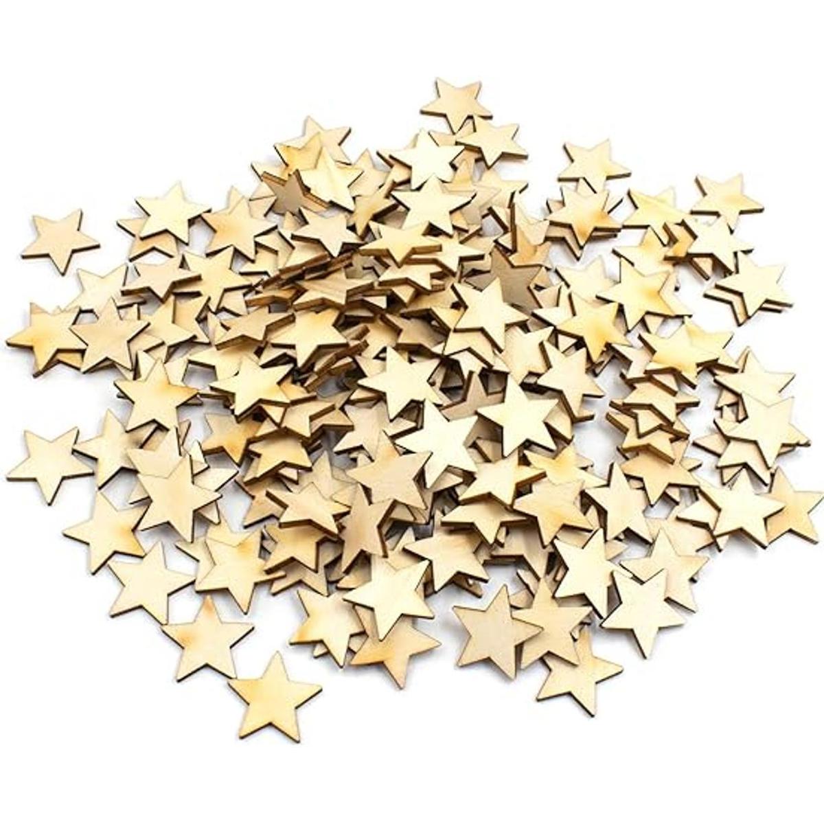 AUEAR 200 piezas de estrellas de madera piezas de forma