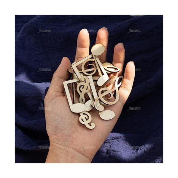 AUEAR Paquete de 60 notas musicales de madera mini notas