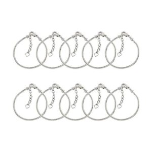 AUEAR Paquete de 10 pulseras de plata con cadena de