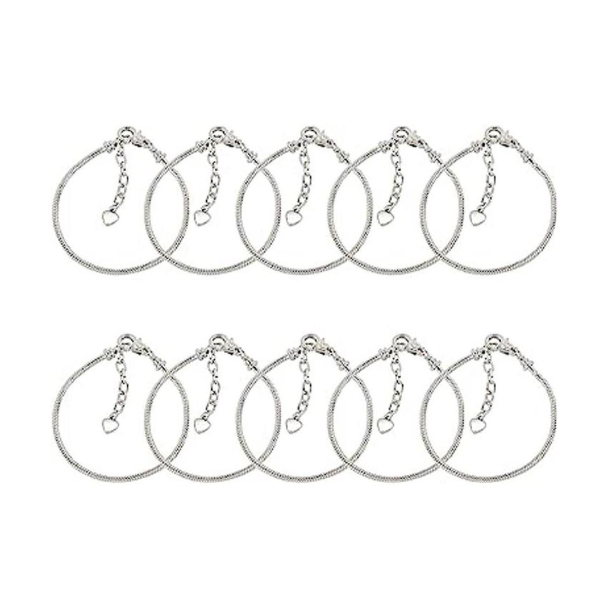 AUEAR Paquete de 10 pulseras de plata con cadena de