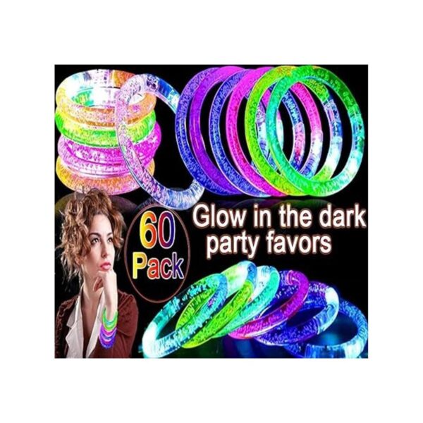 Paquete de 60 pulseras de varillas 6 colores LED de la_2