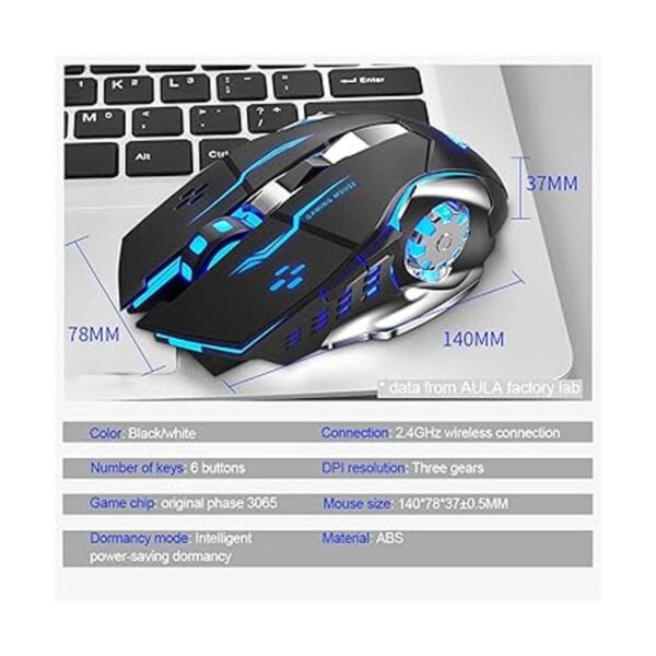AULA SC100 Ratón inalámbrico recargable para juegos con_3