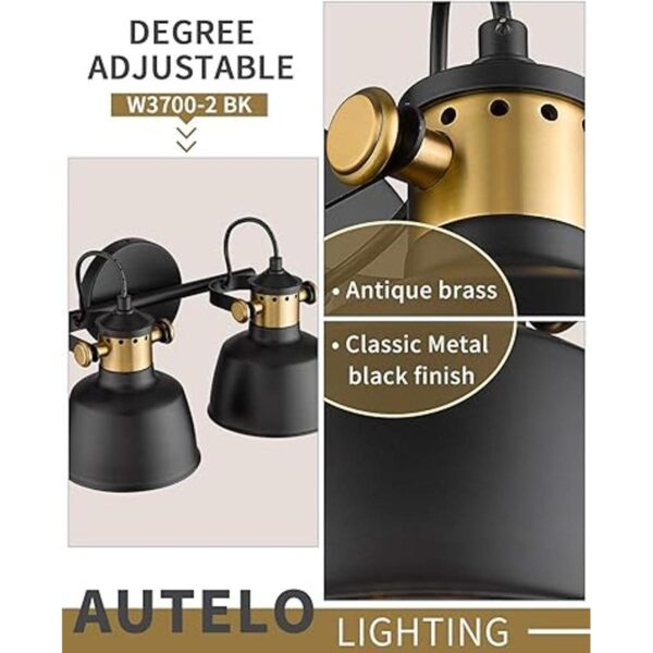 Autelo Lámpara de tocador de baño de 2 luces aplique de_2