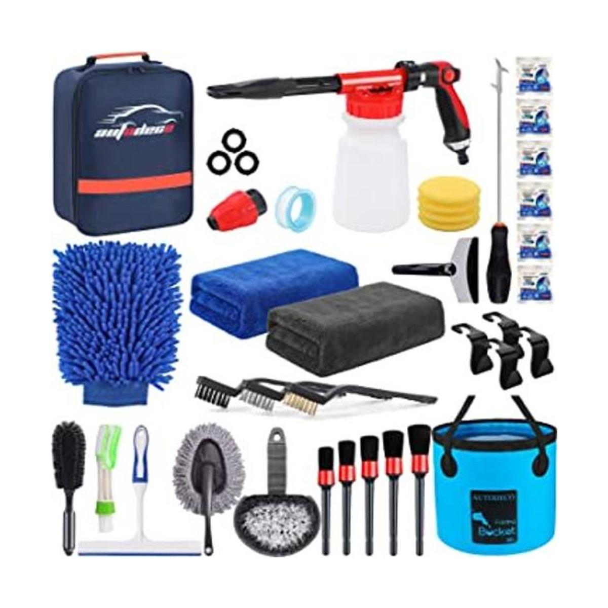 AUTODECO Kit de limpieza de lavado de coche de 35 piezas