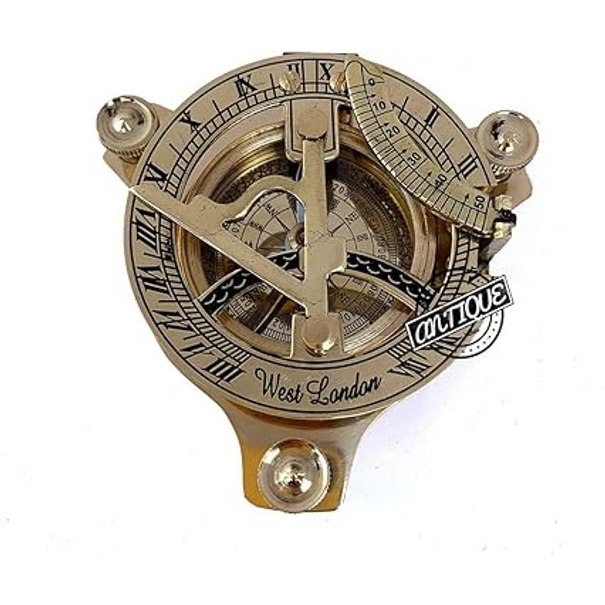 AV Sundial Brújula Marítima de Latón Brújula Bolsillo