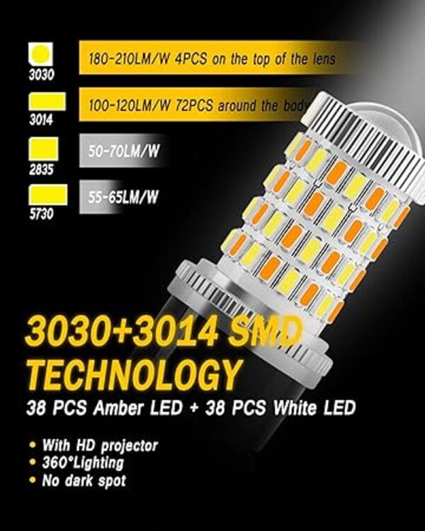 AUXLIGHT 3157 4157 3057 3457 Switchback LED Bulbs 76SMD_3