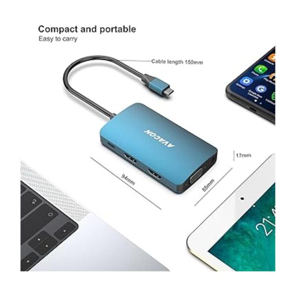 AVACON HUB USB C Hub 6 en 1 USB tipo C 4K HDMI VGA con_5