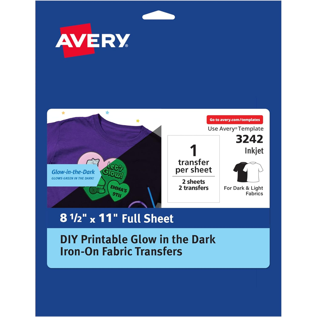 Avery Papel termotransferible para tela brilla en la