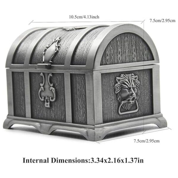 AVESON Caja de joyería rectangular de metal vintage para