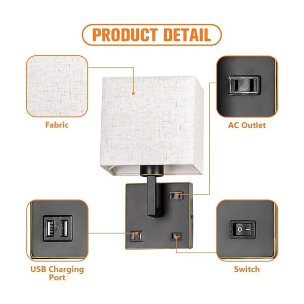 Aplique de pared luz de montaje en pared con puerto USB_3