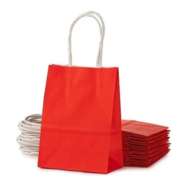 Pequeña bolsa de papel roja con asa para recuerdos de_1