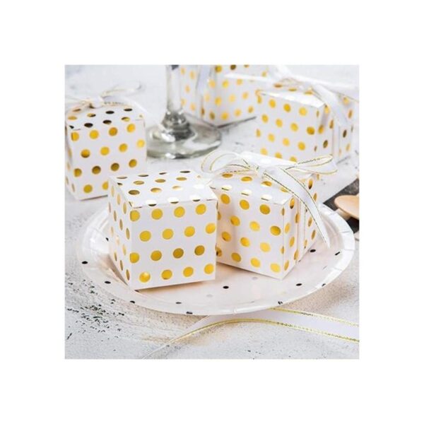 AWELL White Gift Candy Box Bulk with Gold Dots 2x2x2_2