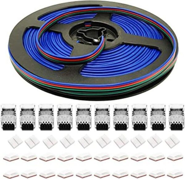 Juego de 4 conectores RGB LED de 0.394 in cable de