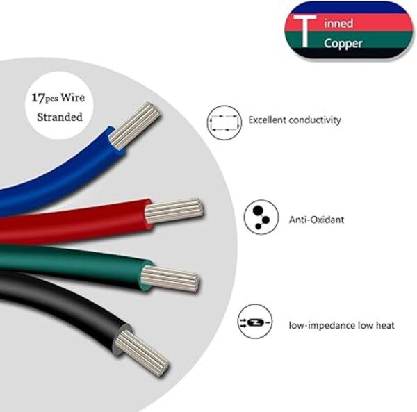 Juego de 4 conectores RGB LED de 0.394 in cable de