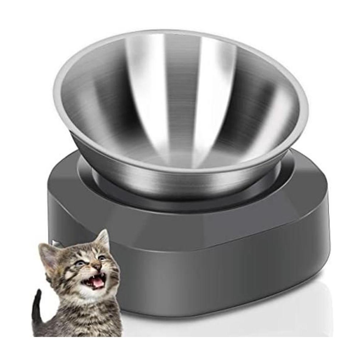 AYADA Cuenco elevado de comida para gatos de acero
