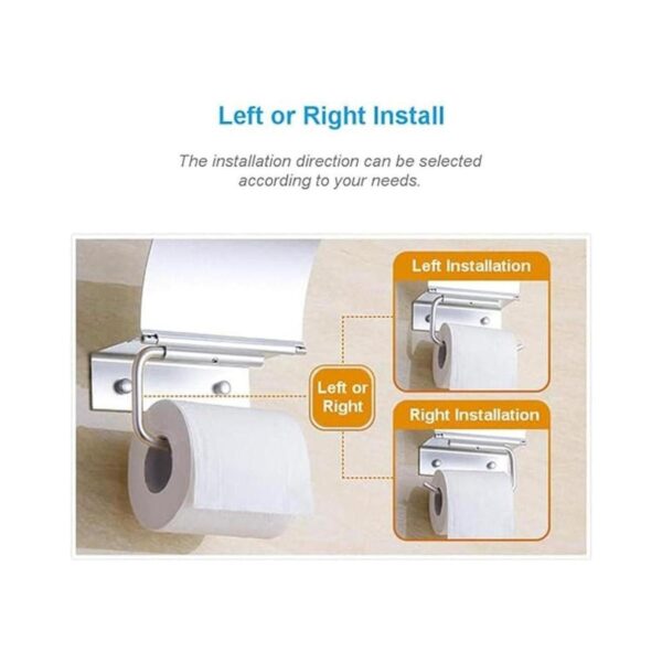 Soporte de papel higiénico montado en la pared con bandeja
