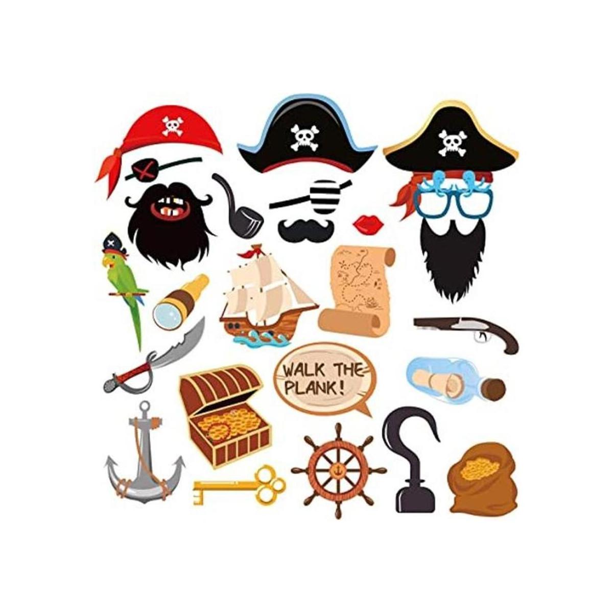 25CT Accesorios de cabina de fotos pirata con palo