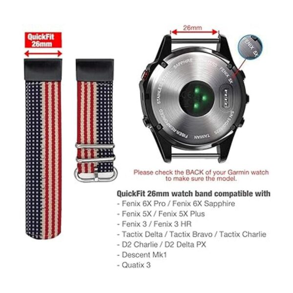 YOOSIDE Correa de reloj de 1.024 in para Garmin Fenix 6X
