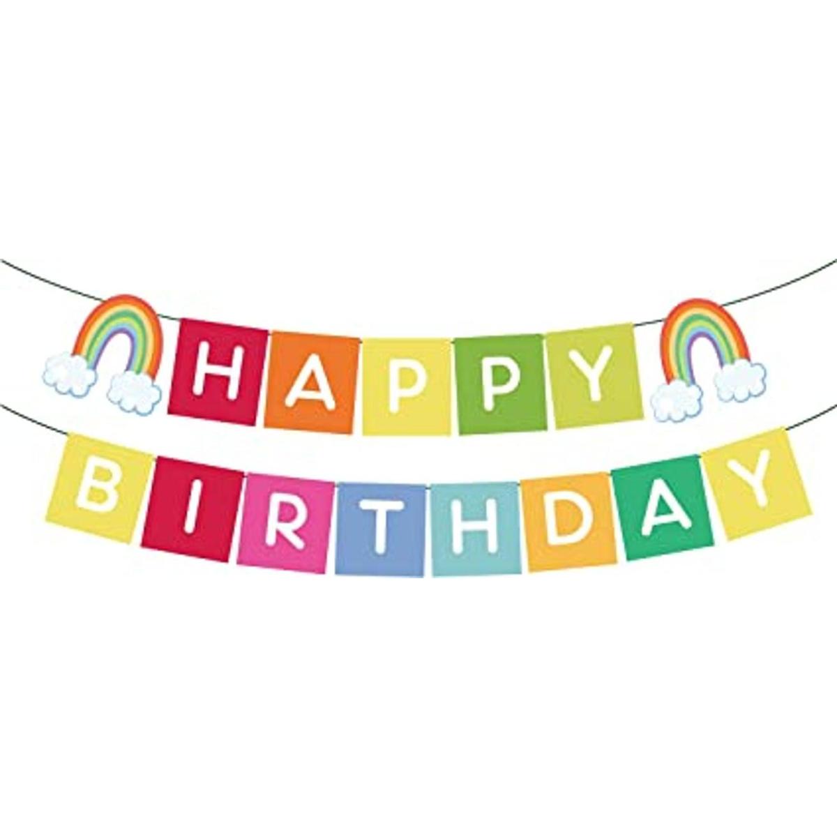 Banner de feliz cumpleaños arcoíris pancarta de