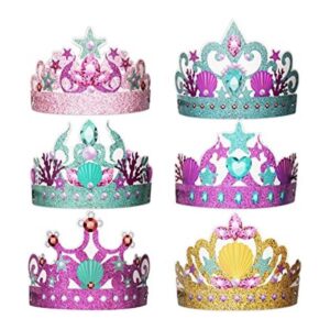 12 sombreros de papel para fiesta de sirena coronas de_1