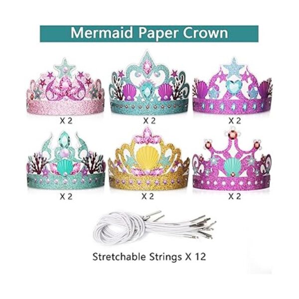 12 sombreros de papel para fiesta de sirena coronas de_2