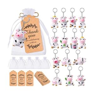 Llaveros de vaca con bolsas de organza etiquetas de papel_1